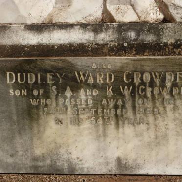 CROWDER Samuel Alexander -1939 &amp; Katherine Ward -1962 :: CROWDER Dudley Ward -1959