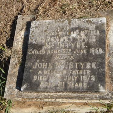 McINTYRE John -1973 &amp; Margaret Muir -1959