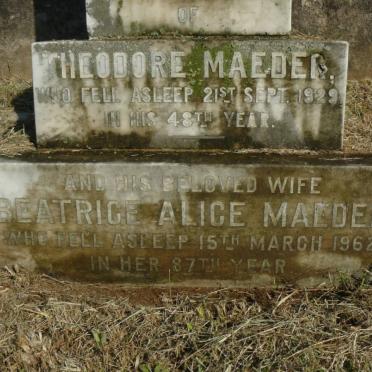 MAEDER Theodore -1929 &amp; Beatrice Alice -1962 