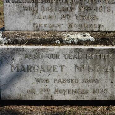 McGREGOR Robert Cecil -1944 :: McGREGOR Helen Theresa -1979 :: McGREGOR William -1916