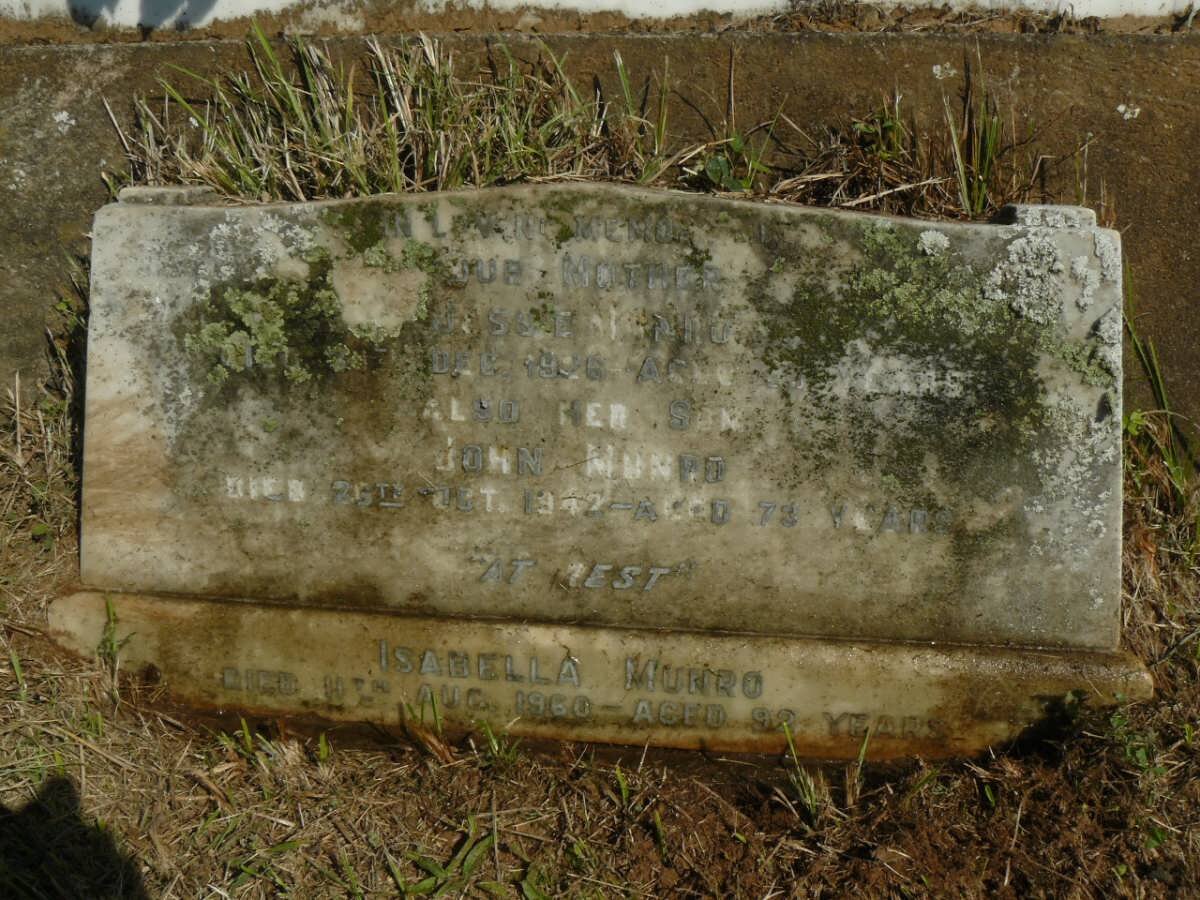 MUNRO Jessie -1936 :: MUNRO Isabella -1960 :: MUNRO John -1942