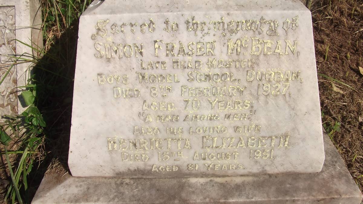 McBEAN Simon Fraser -1927 &amp; Henrietta Elizabeth -1951
