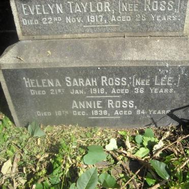 ROSS Alexander Cherrie -1974 :: ROSS Annie -1938 :: ROSS Helena Sarah nee LEE -1918 :: ROSS Archibald -1973