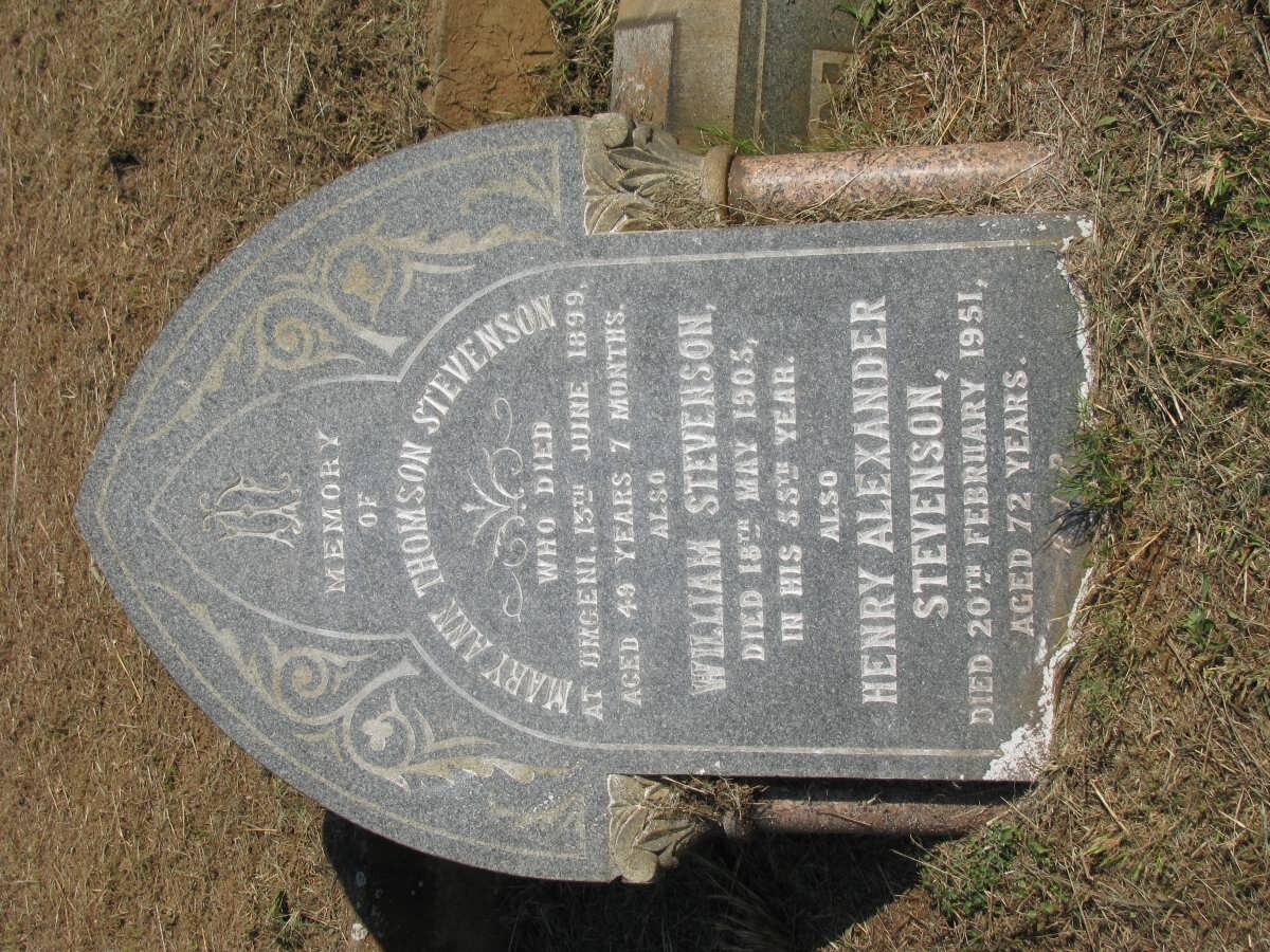 STEVENSON William -1905 &amp; Mary Ann Thomson -1899 :: STEVENSON Henry Alexander -1951