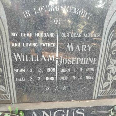ANGUS William 1909-1988 & Mary Josephine 1905-1995