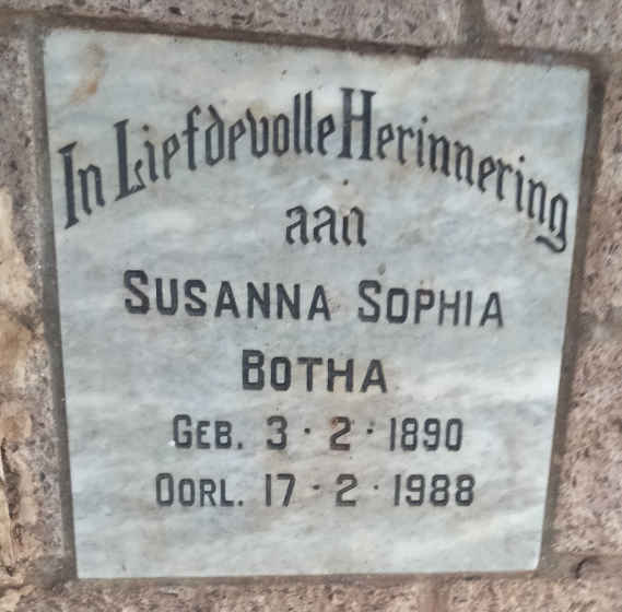 BOTHA Susanna Sophia 1890-1988