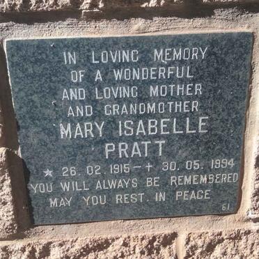 PRATT Mary Isabelle 1916-1994