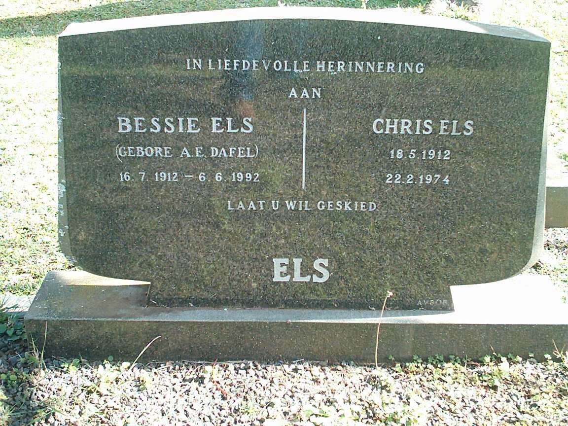 ELS Chris 1912-1974 &amp; Bessie DAFEL 1912-1992
