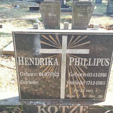 KOTZE Phillipus 1916-1985 & Hendrika 1922-