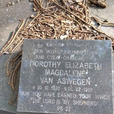 ASWEGEN Dorothy Elizabeth Magdalene, van 1930-1999