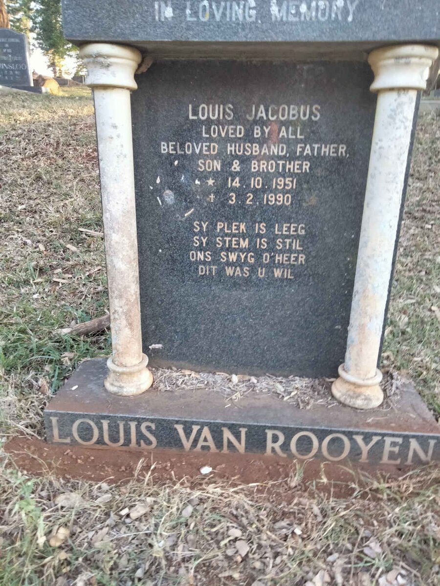 ROOYEN Louis Jacobus, van 1951-1990