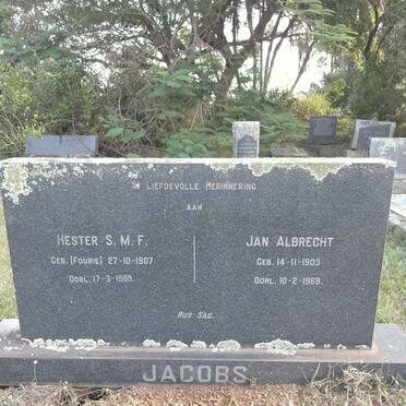 JACOBS Jan Albrecht 1903-1969 & Hester S.M.F. FOURIE 1907-1989 