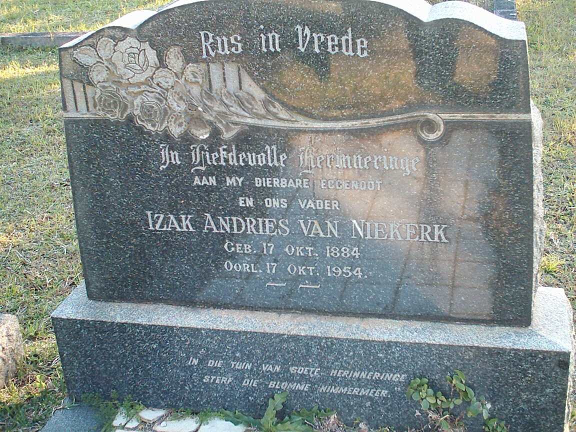 NIEKERK Izak Andries, van 1884-1954