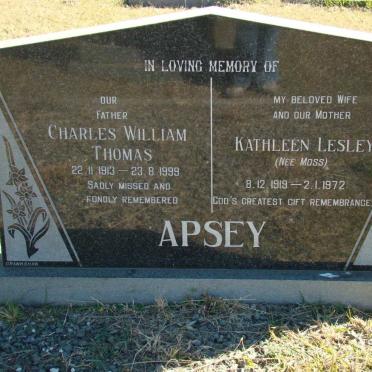 APSEY Charles William Thomas 1913-1999 &amp; Kathleen Lesley MOSS 1919-1972