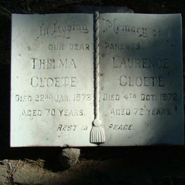 CLOETE Laurence -1972 &amp; Thelma -1973