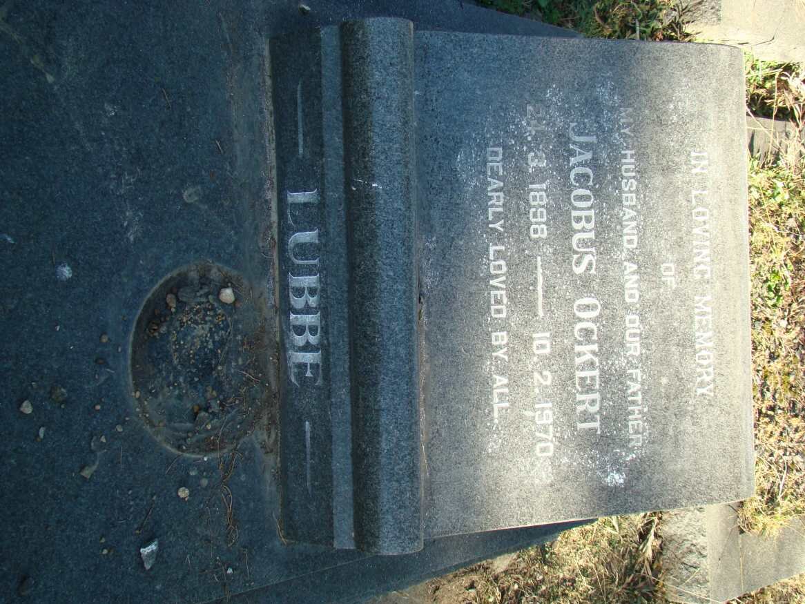 LUBBE Jacobus Ockert 1898-1970