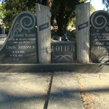 LOTTER Louis Johannes 1898-1968 &amp; Annie Maria Elizabeth 1913-1984