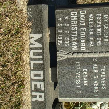 MULDER David Eduard Christiaan 1936-1995