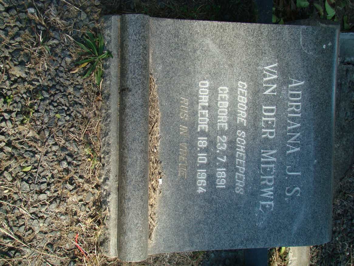 MERWE Adriana J.S., van der nee SCHEEPERS 1891-1964