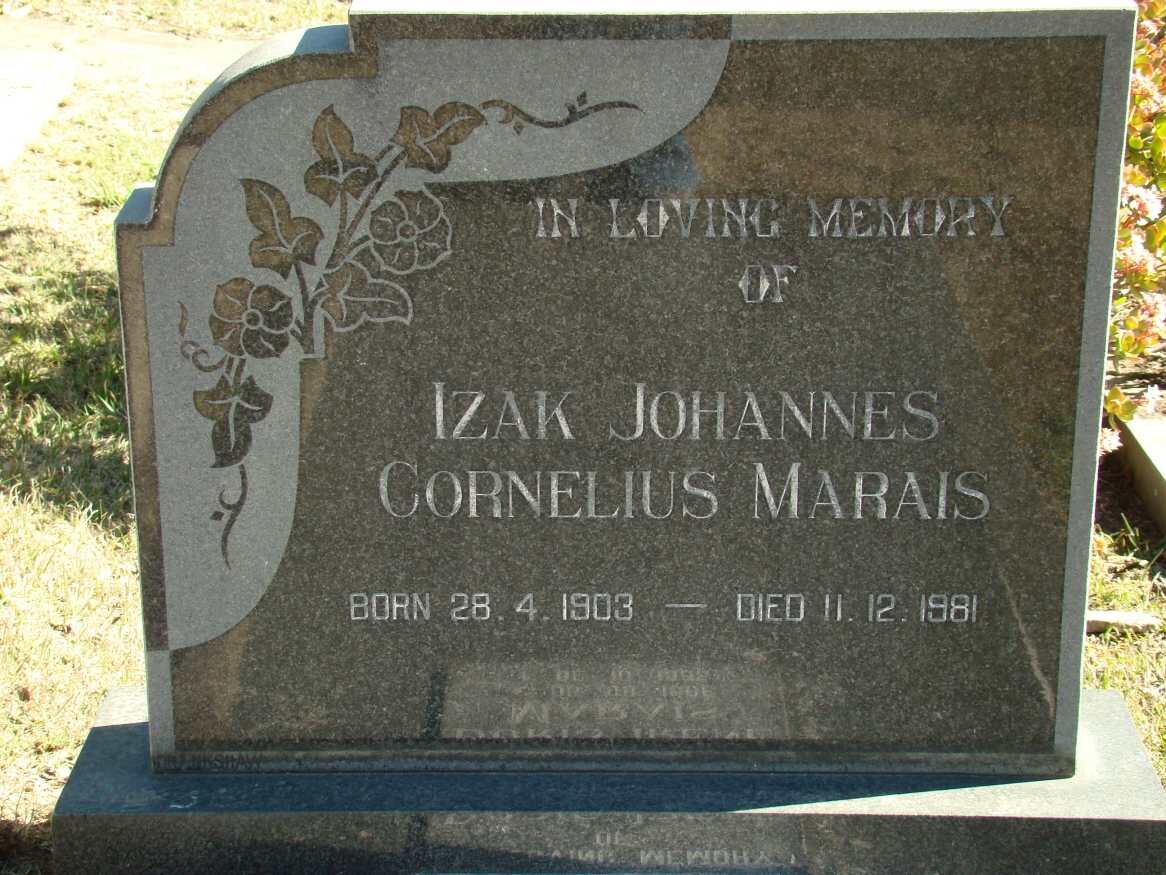 MARAIS Izak Johannes Cornelius 1903-1981