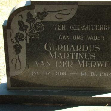 MERWE Gerhardus Martinus, van der 1908-1984