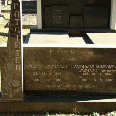 POTGIETER Willem Johannes 1933-1982 &amp; Elizabeth Margaretha Johanna DU PREEZ 1933-2007