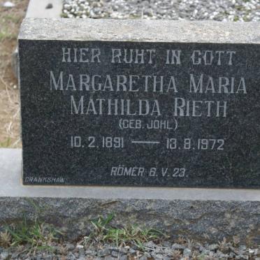 RIETH Margaretha Maria Mathilda nee JOHL 1891-1972