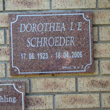 SCHROEDER Dorothea L.E. 1923-2006