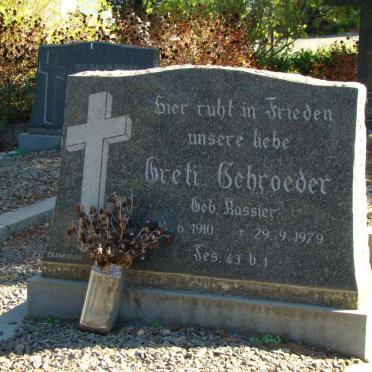 SCHROEDER Greti nee KASSIER 1910-1979