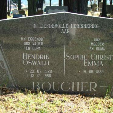 BOUCHER Hendrik Oswald 1928-1988 &amp; Sophie Christine Emma 1933-