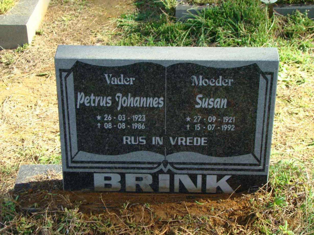 BRINK Petrus Johannes 1923-1986 &amp; Susan 1921-1992
