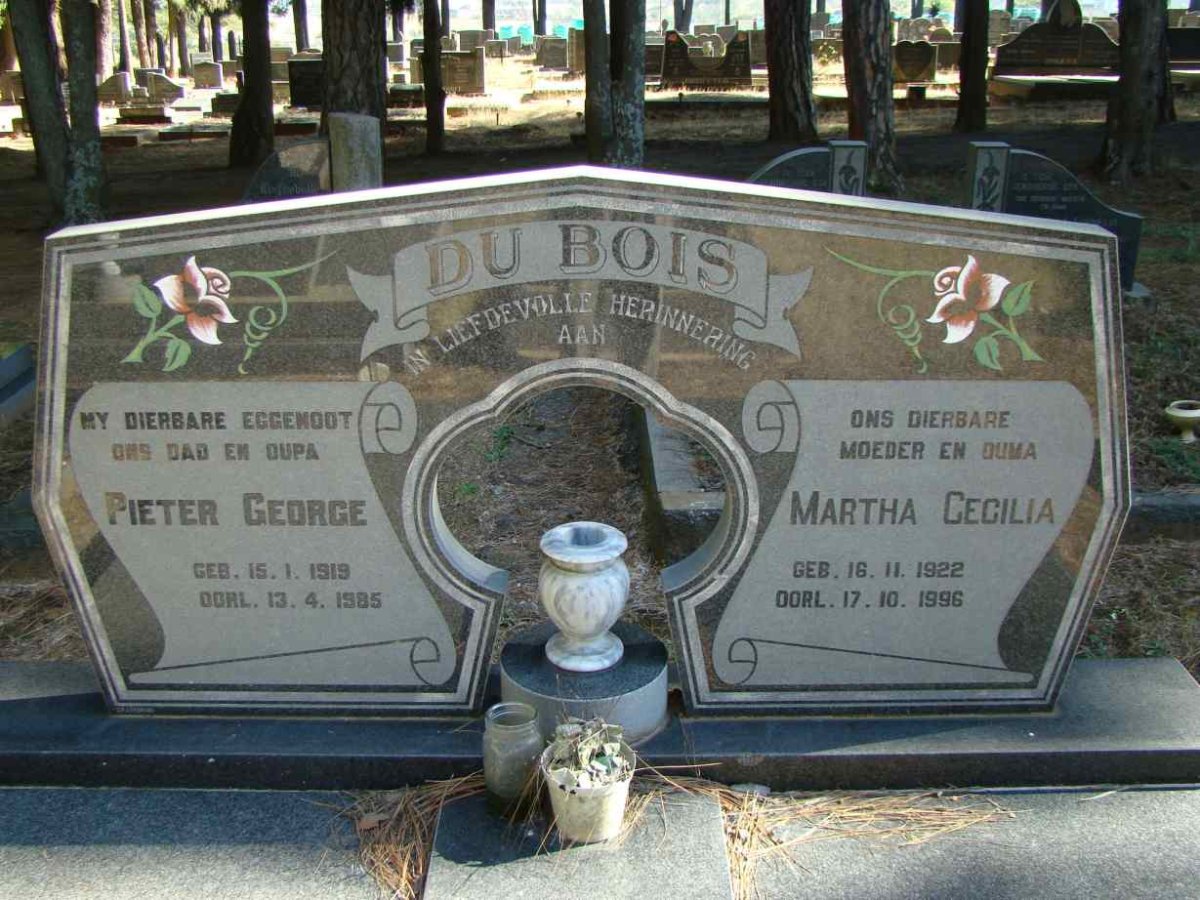 BOIS Pieter George, du 1919-1985 &amp; Martha Cecilia 1922-1996