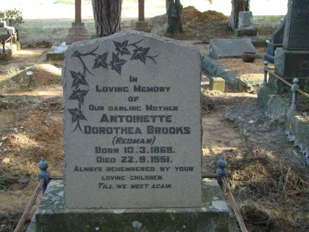BROOKS Antoinette Dorothea nee REDMAN 1868-1951