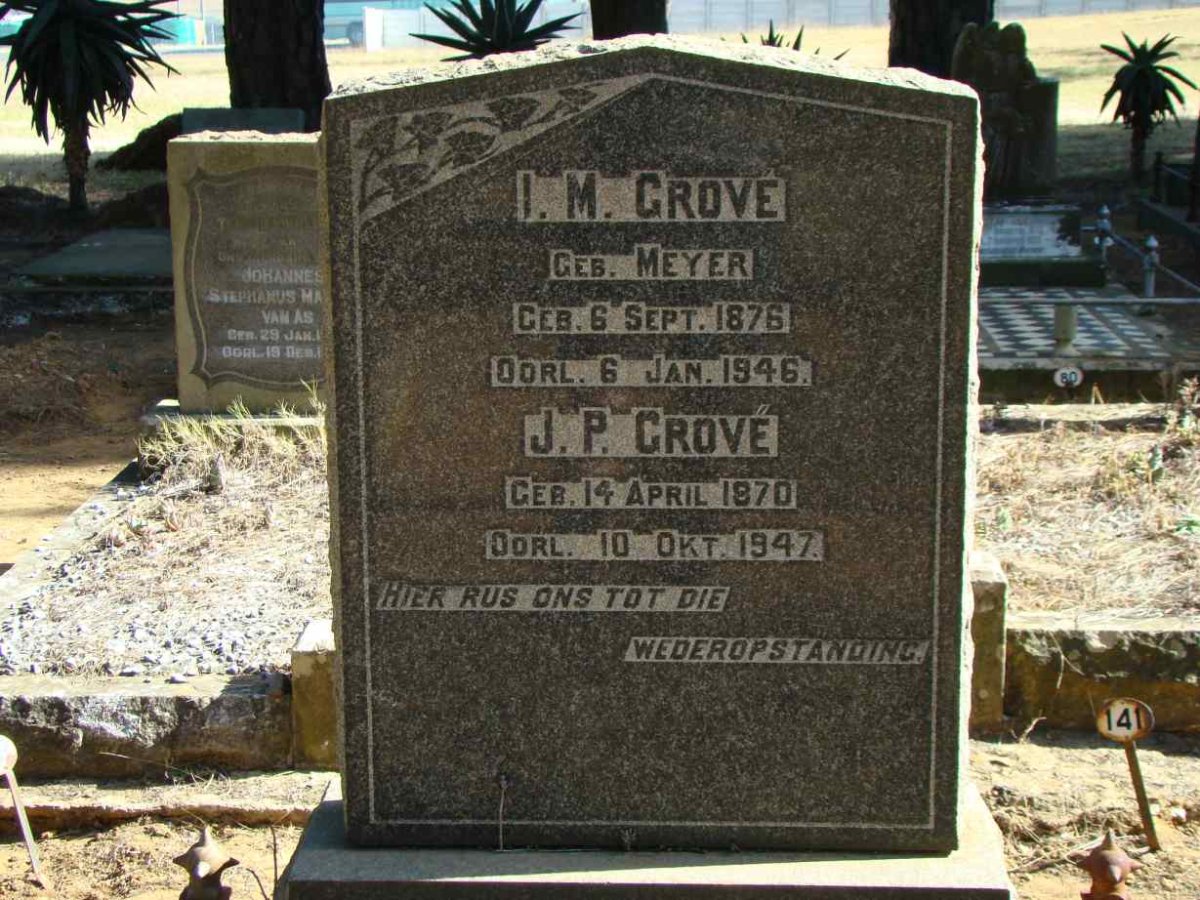 GROVE J.P. 1870-1947 &amp; I.M. MEYER 1876-1946