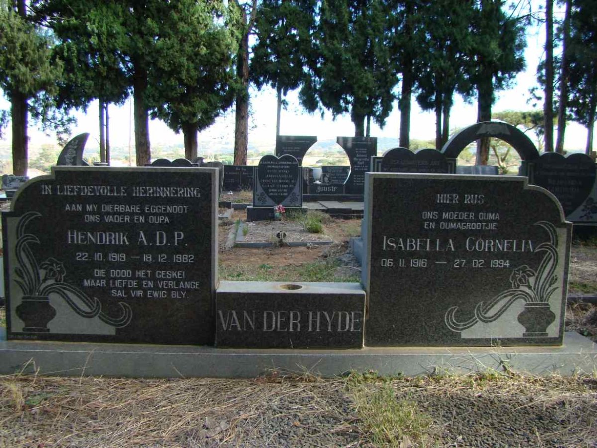 HYDE Hendrik A.D.P., van der 1919-1982 &amp; Isabella Cornelia 1916-1994