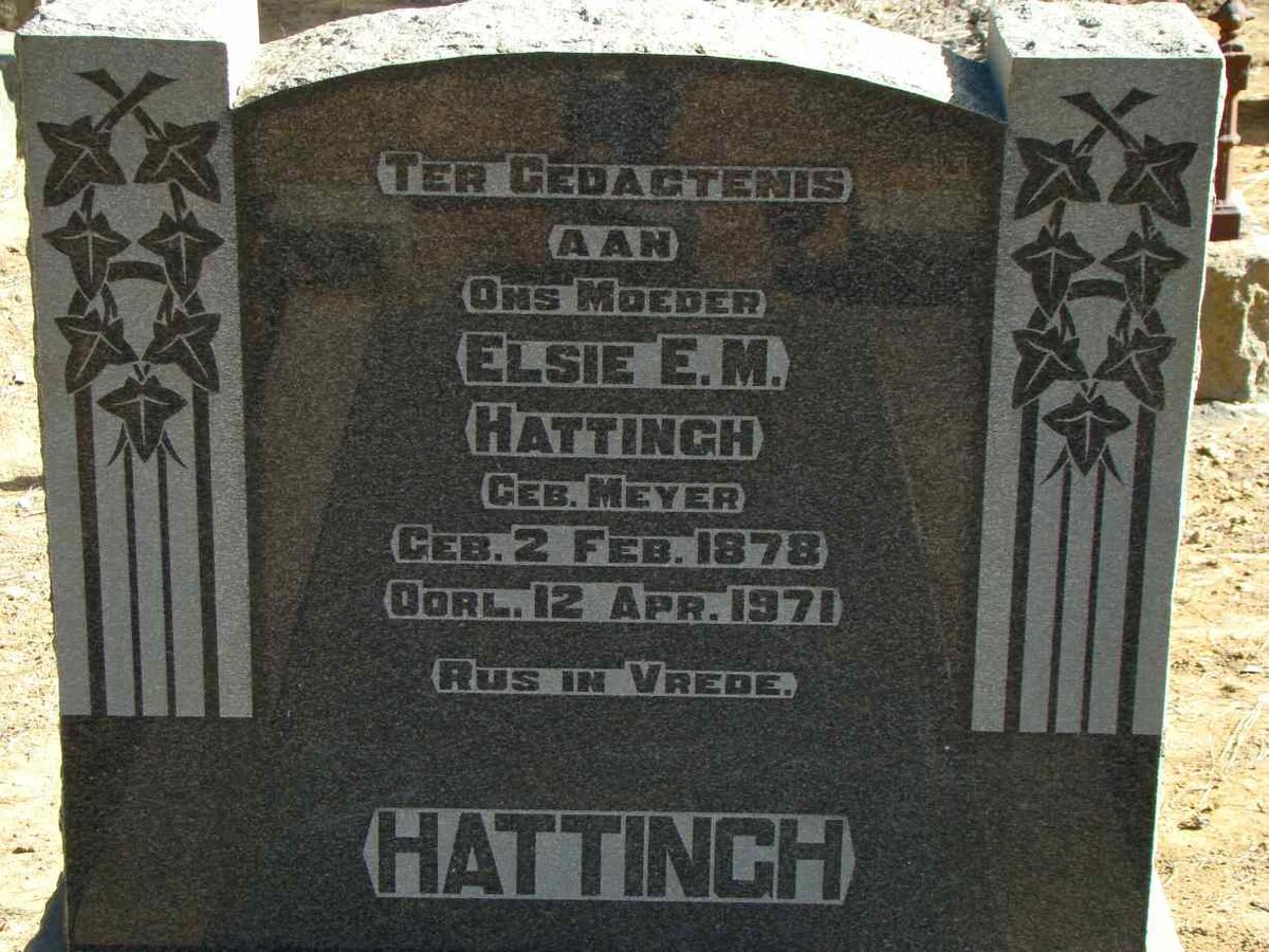 HATTINGH Elsie E.M. nee MEYER 1878-1971