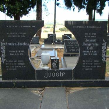 JOOSTE Andries Jacobus 1917-1979 &amp; Johanna Margeretha ELOFF 1917-1980
