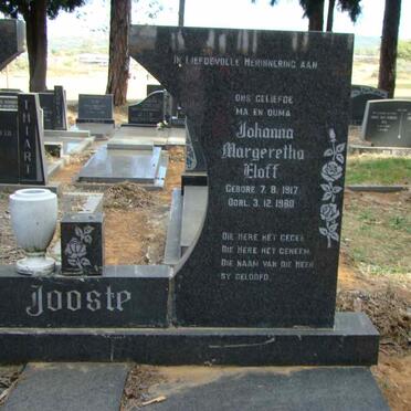JOOSTE Johanna Margeretha nee ELOFF 1917-1980