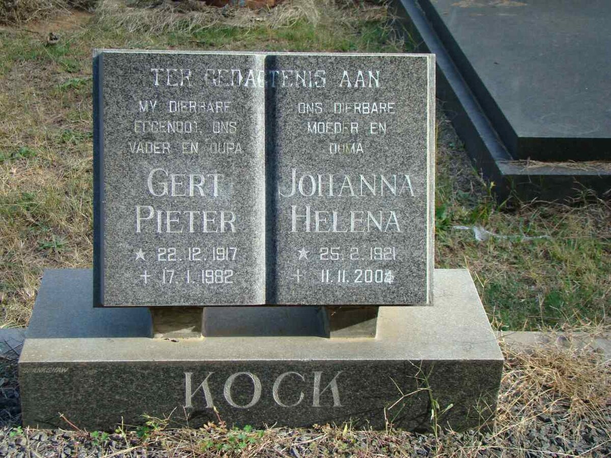 KOCK Gert Pieter 1917-1982 &amp; Johanna Helena 1921-2004