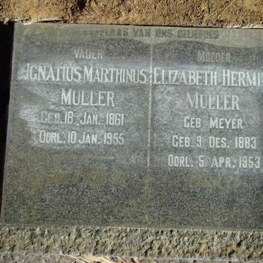 MULLER Ignatius Marthinus 1861-1955 &amp; Elizabeth Hermina MEYER 1883-1953