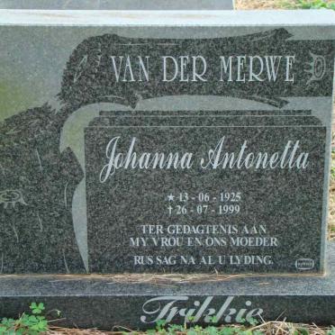 MERWE Johanna Antonetta, van der 1925-1999