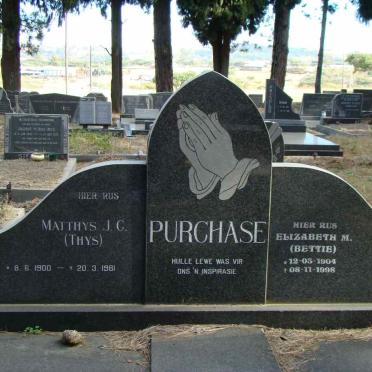 PURCHASE Matthys J.C. 1900-1981 &amp; Elizabeth M. 1904-1998