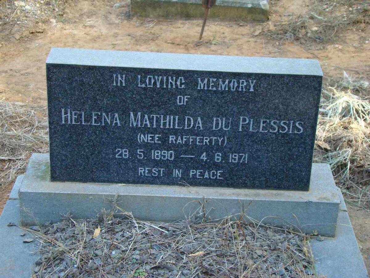 PLESSIS Helena Mathilda, du nee RAFFERTY 1890-1971