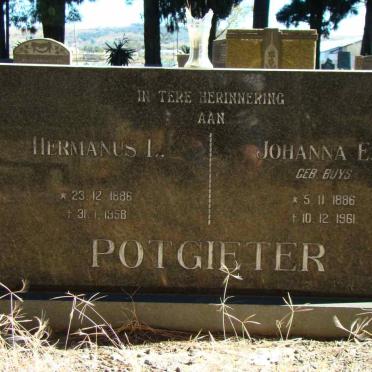 POTGIETER Hermanus L 1886-1958 &amp; Johanna E.G. BUYS 1886-1961