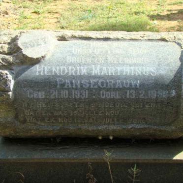 PANSEGRAUW Hendrik Marthinus 1931-1956