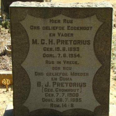PRETORIUS M.C.H. 1893-1954 &amp; B.J. CROMHOUT 1900-1995