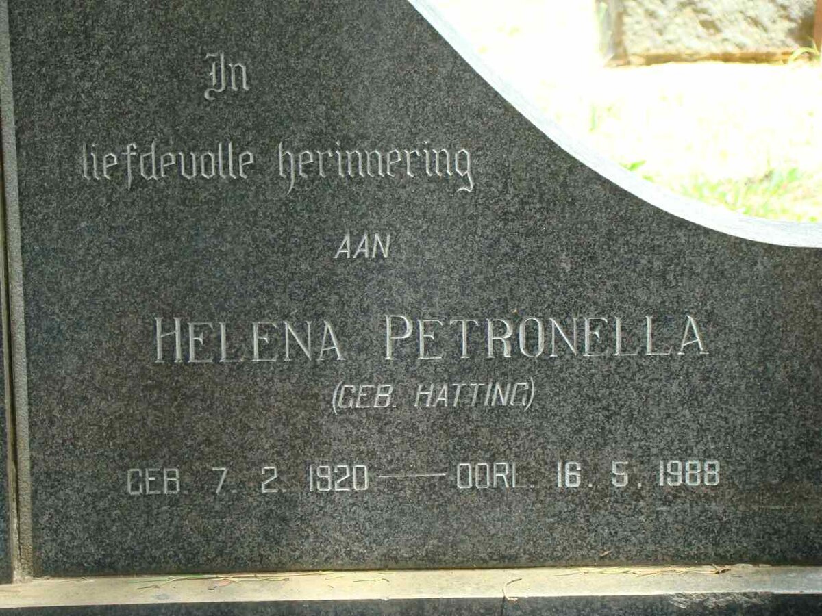 POTGIETER Helena Petronella nee HATTING 1920-1988
