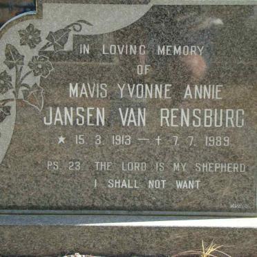 RENSBURG Mavis Yvonne Annie, Jansen van 1913-1989