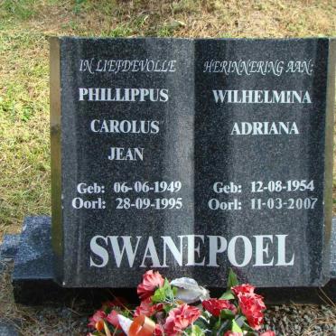SWANEPOEL Phillippus Carolus Jean 1949-1995 &amp; Wilhelmina Adriana 1954-2007