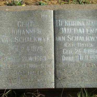 SCHALKWYK Gert Johannes, 1879-1963 &amp; Hendrina Maria Magdalena BOTHA 1880-1956
